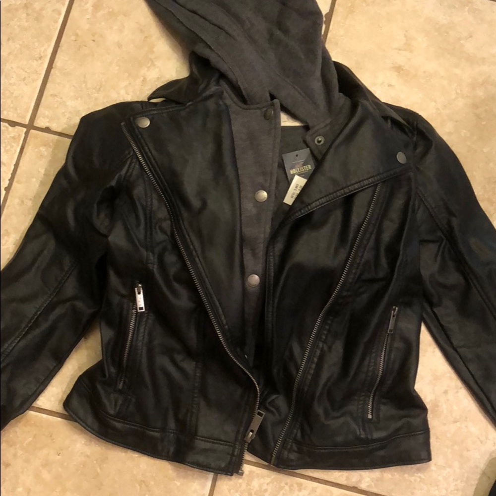 Hollister Leather Bomber Jacket NWT